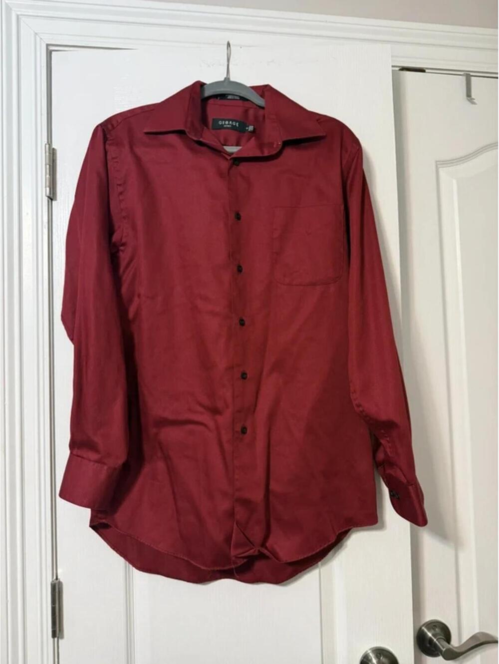 George Men's Burgundy Long Sleeve Shirt, Small